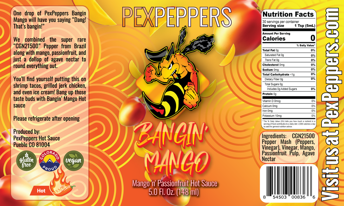 Bangin' Mango CGN21500 Hot Sauce PexPeppers Hot Sauce